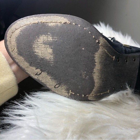 Sam Edelman 7 Louie black suede fringe western booties fall boots size 7 - Picture 6 of 7